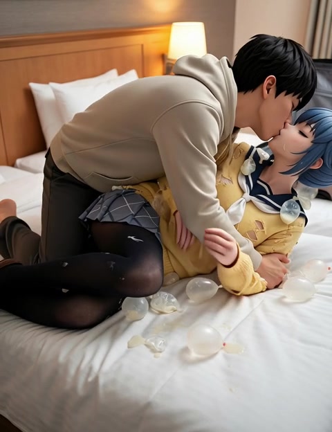 ベッドでキス