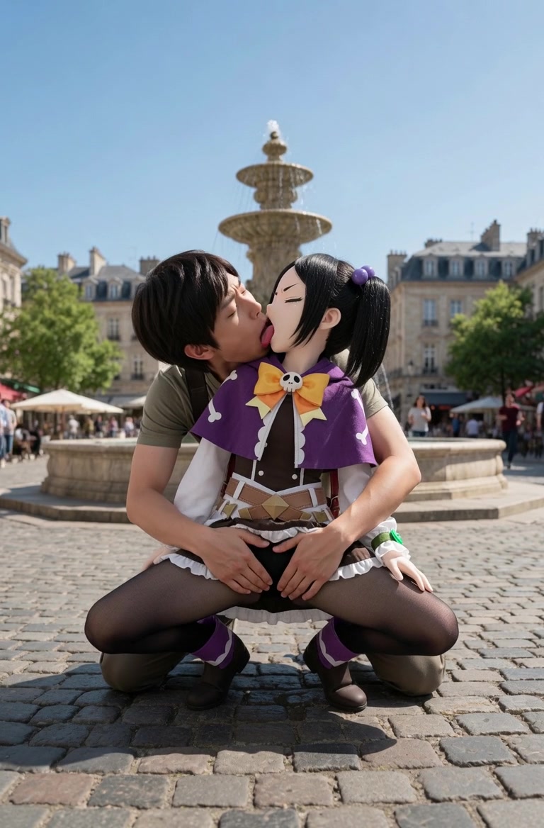 広場でキス④