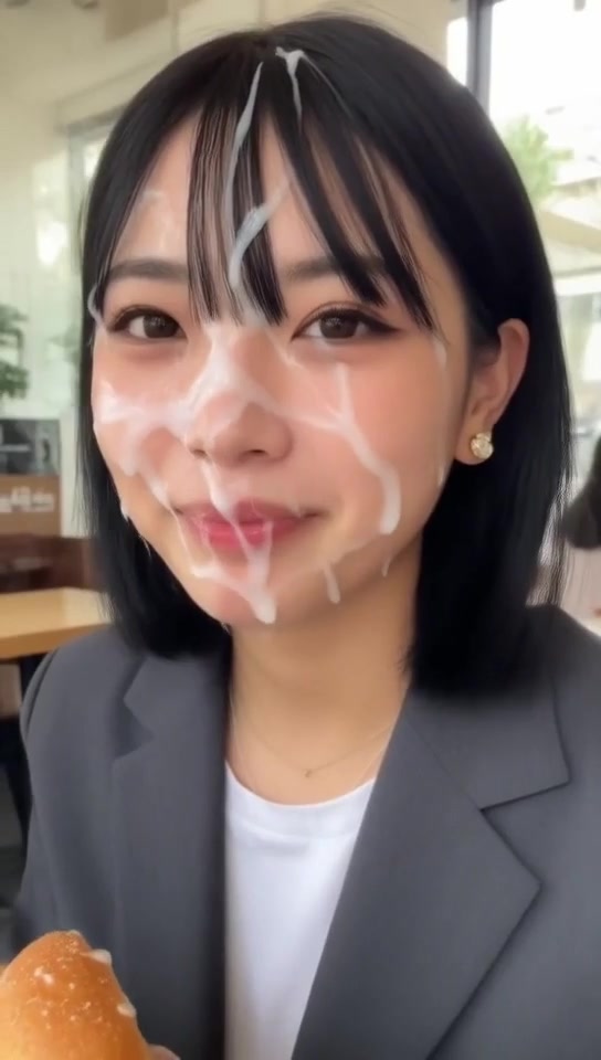 ランチ中の顔射OL