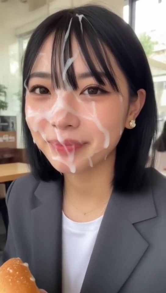 ランチ中の顔射OL