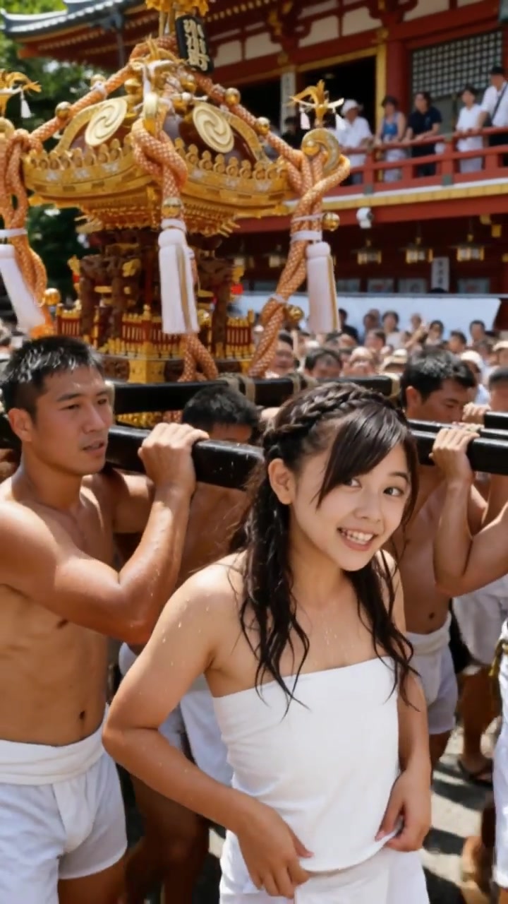 お祭りのノリで脱いじゃう①※三人